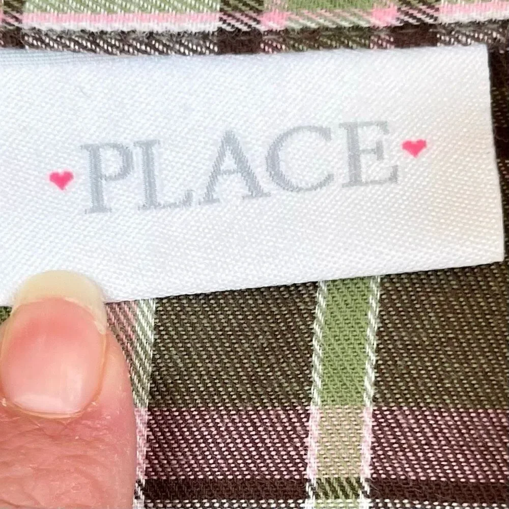 The Children’s Place Girls Plaid Button Up Shirt 7/8 Medium